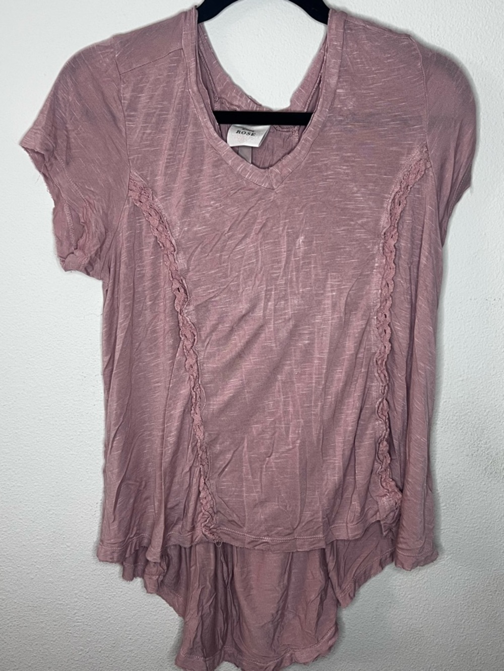 Knox Rose Dusty Mauve V-Neck Short Sleeve Top